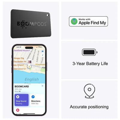 Wallet tracker with GPS by StorePilot compatible with Apple Find My with 3-year battery and accurate positioning
