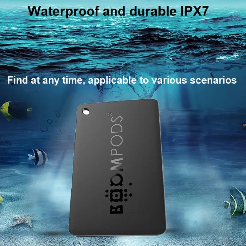 Waterproof wallet tracker with GPS underwater showing IPX7 durability for various scenarios